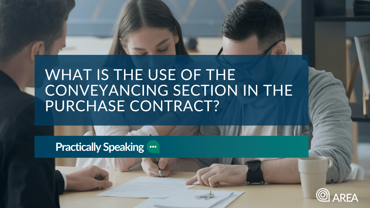 What is the use of the Conveyancing section in the Purchase Contract?